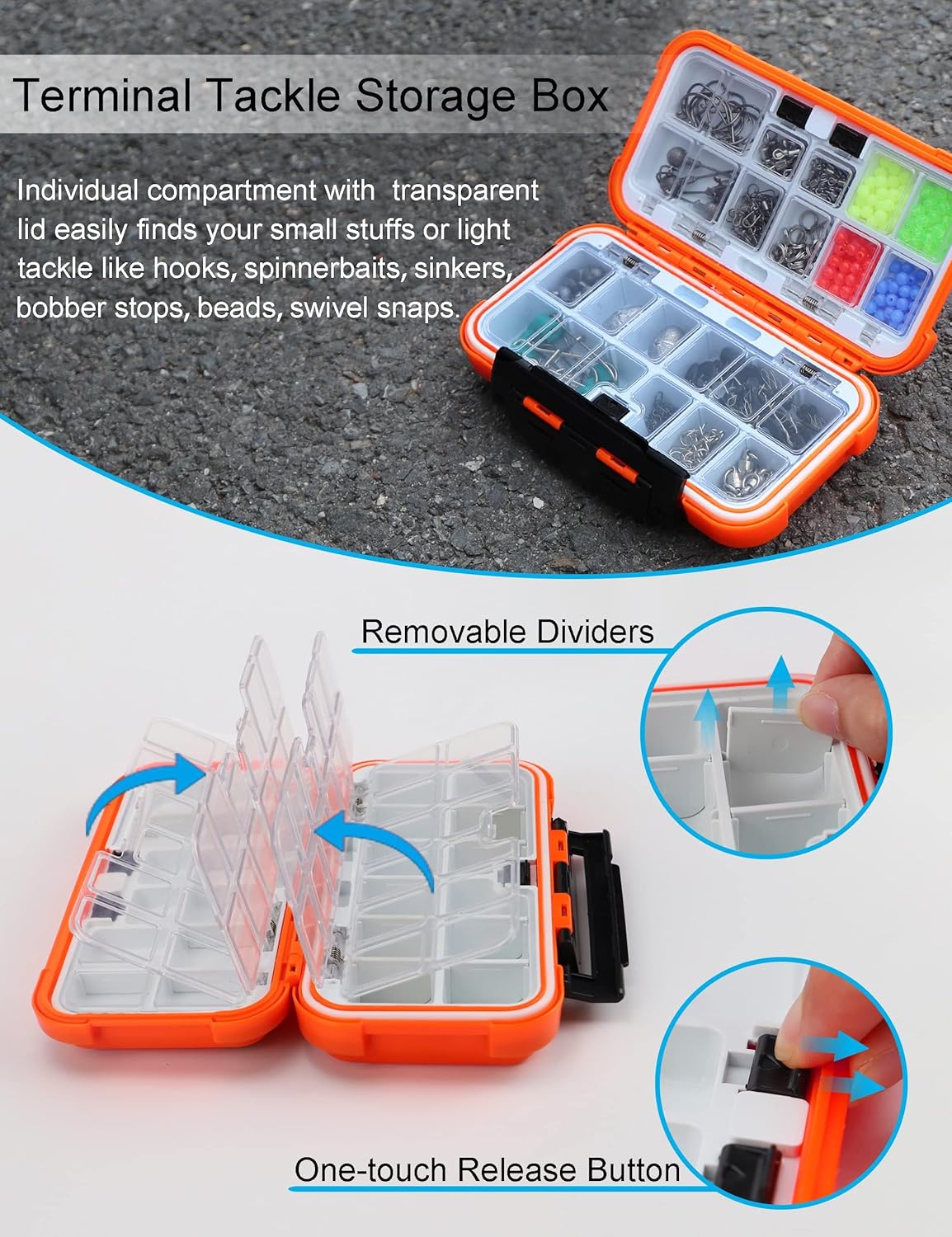 Hlotmeky Small Kayak Mini Tackle Box Waterproof Fishing Lure Box Terminal Storage Fishing Hook Organizer - Image 6